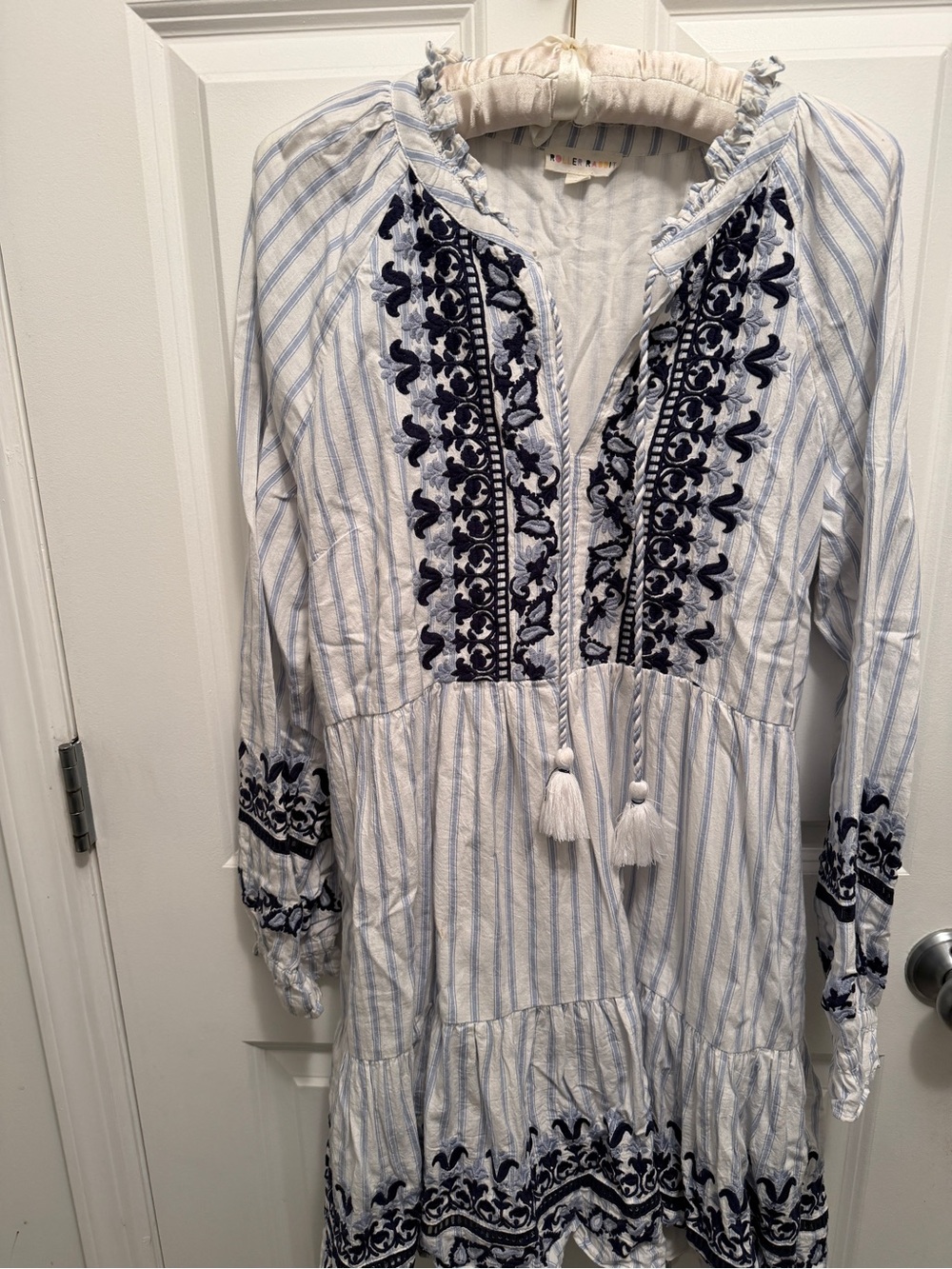Roller Rabbit White Tunic with Light Blue Stripes